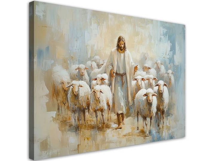 Feeby Leinwandbild Künstlerische und religiöse Werke 100x70cm, Beige, Religion/Spiritualität, Rechteckig, 100x70 cm, Bilder & Rahmen, Bilder, Leinwandbilder