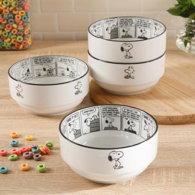 Peanuts® Set of 4 Sunday Strips Stackable Bowls by Peanuts in Black White