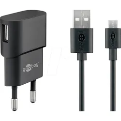 GOOBAY 45296 - USB-Ladegerät, 5 V, 1 A, microUSB, schwarz
