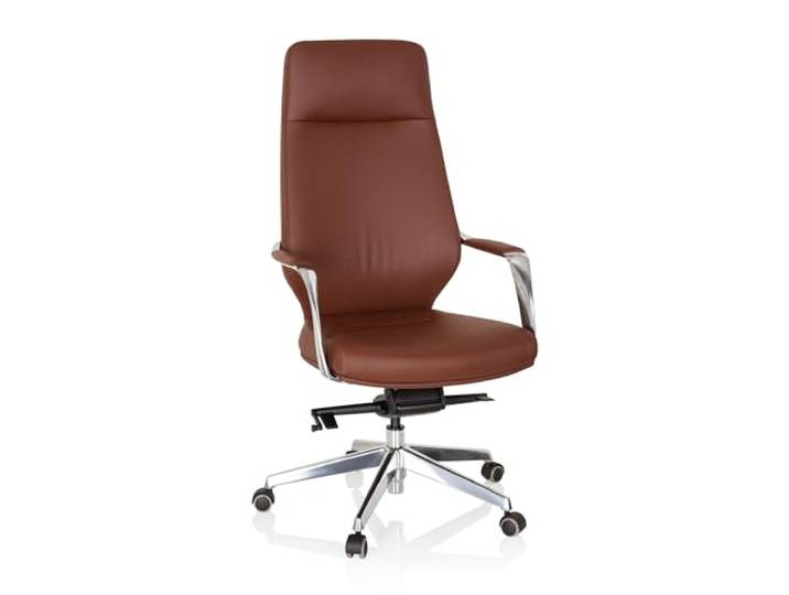 hjh OFFICE 600984 Fauteuil de Bureau élégant Velvet Chaise Bureau Simili-Cuir avec Dossier Haut\, Marron