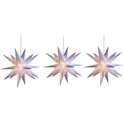 Novaliv, LED Weihnachtsdeko, 3er Sparset Weihnachtssterne Dekosterne 65cm Weiss Aussen Kabel mit Trafo & Timerfunktion 3D