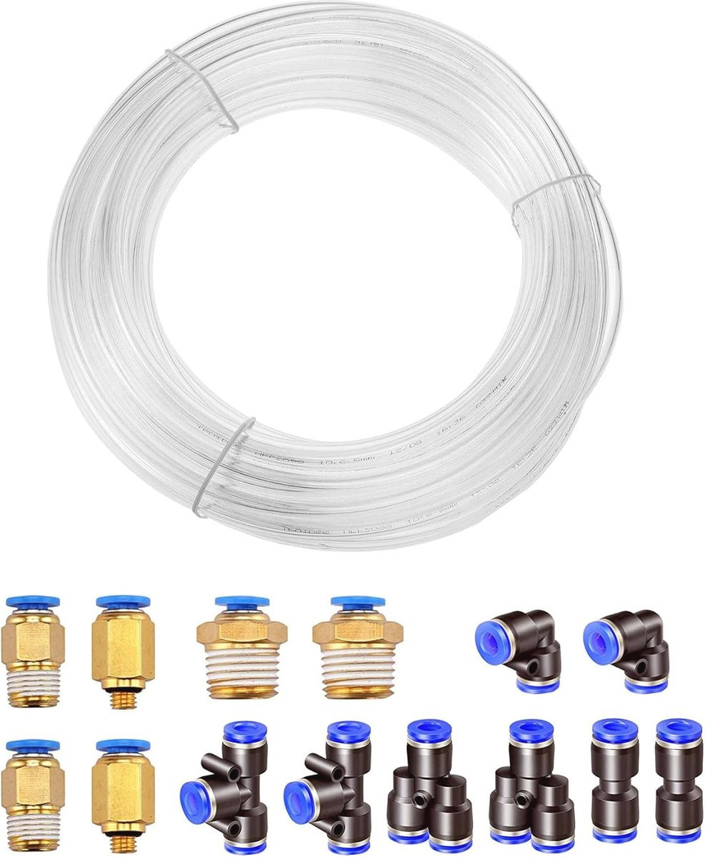 10 meter Flexibele Transparante Pneumatische Persluchtslang van PU-plastic met Verbindingsstukken (8mm x 5mm)