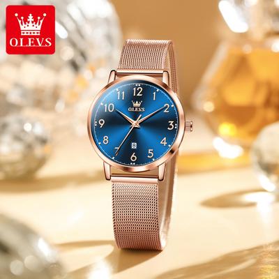 Youfap Market Elegant Rose Gold Digital Waterproof Watch, Luxury Brand New Women Quartz Watch With Simple Bracelet rose Blue
