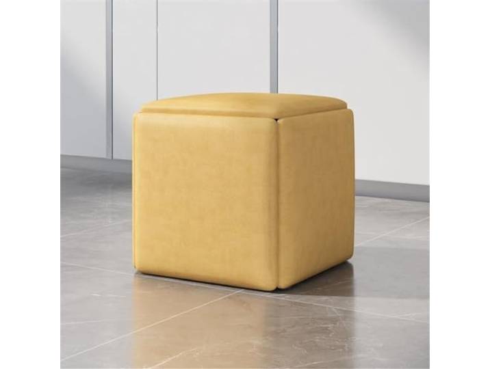HGYNBCP Würfelhocker mit Stauraum im Inneren und einfacher Mobilität, vielseitiger Fußstützenhocker for Wohnzimmer und Schlafzimmer, mit Leder gepolstert, groß(Technology Cloth-Blue,Small)