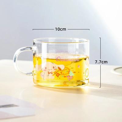 Uplifted Finds Sanrio Collaboration Transparent Glass Mug 10cm Cute Breakfast Oatmeal Cup With Colored Handle cinnamoroll