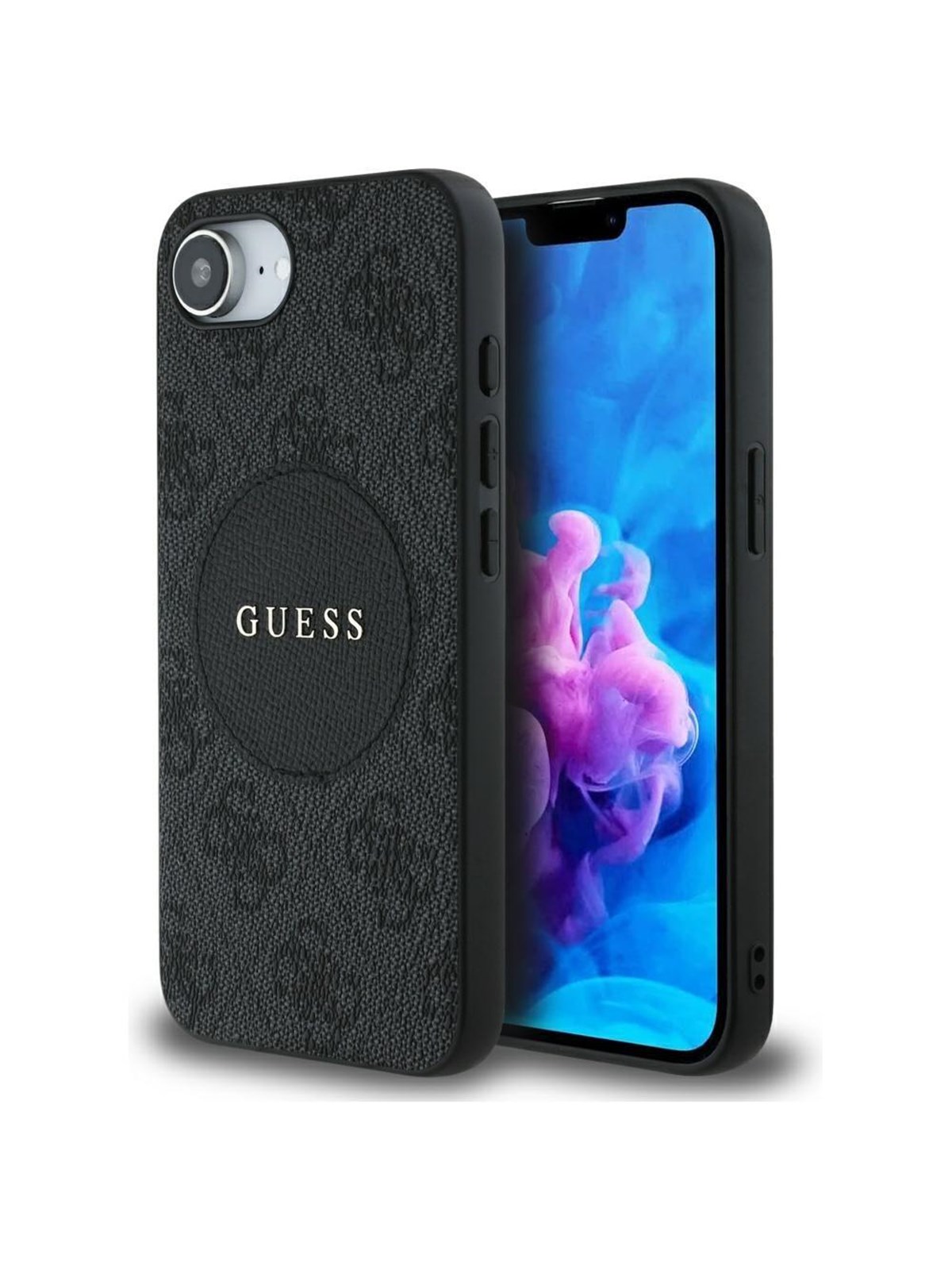 GUESS 4G Circle Classic Logo MagSafe case for iPhone 16e - black