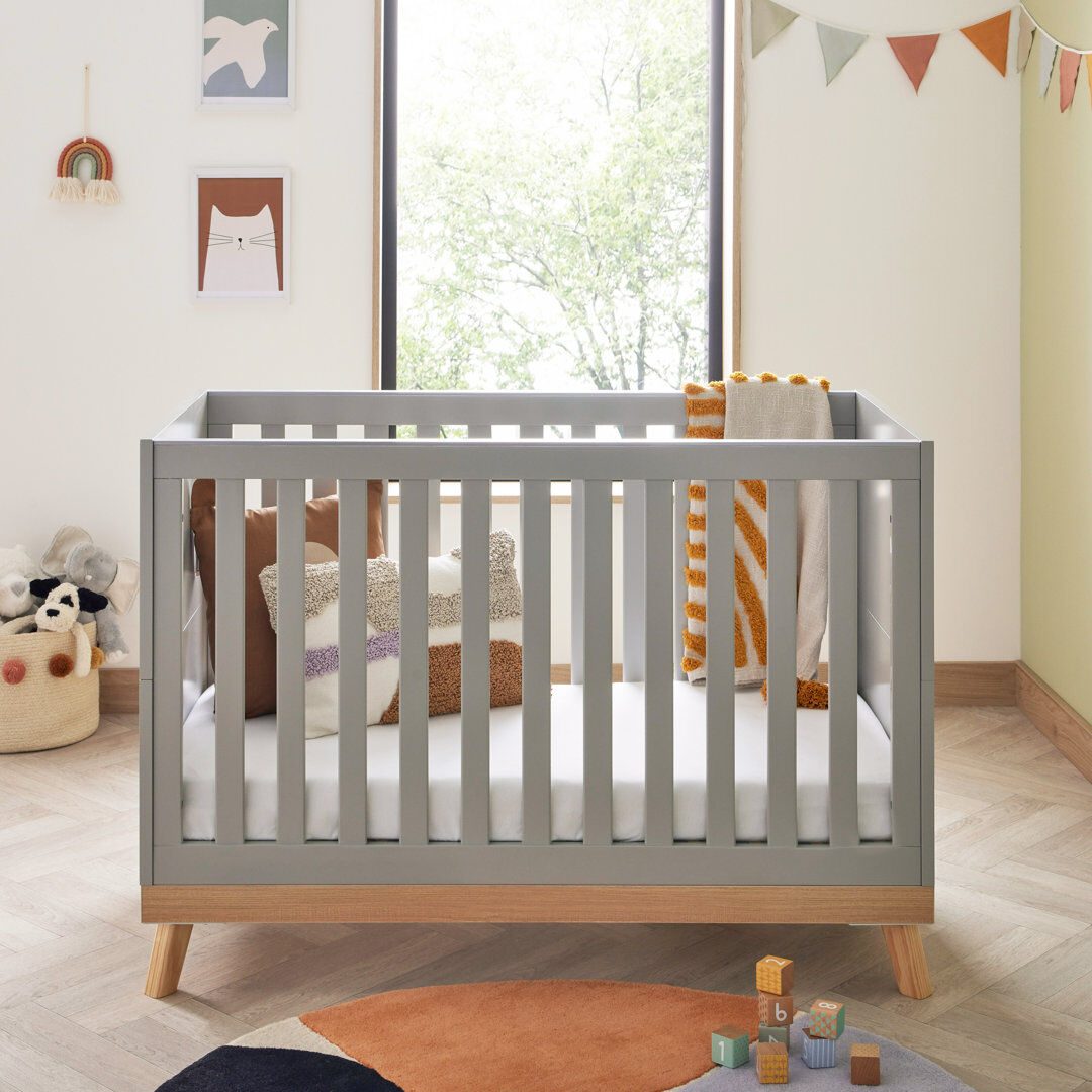 BabyMore Mona Mini Cot Bed Grey Mini