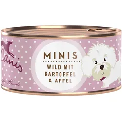 Terra Canis MINIS 100g Hundenassfutter Sparpaket 36 x 100 Gramm Wild mit Kartoffel & Apfel
