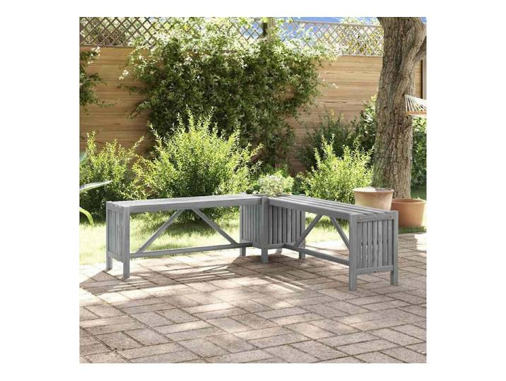 LuxusKollektion Eckbank Garten Eckbank Akazienholz 117cm Grau (1-St)