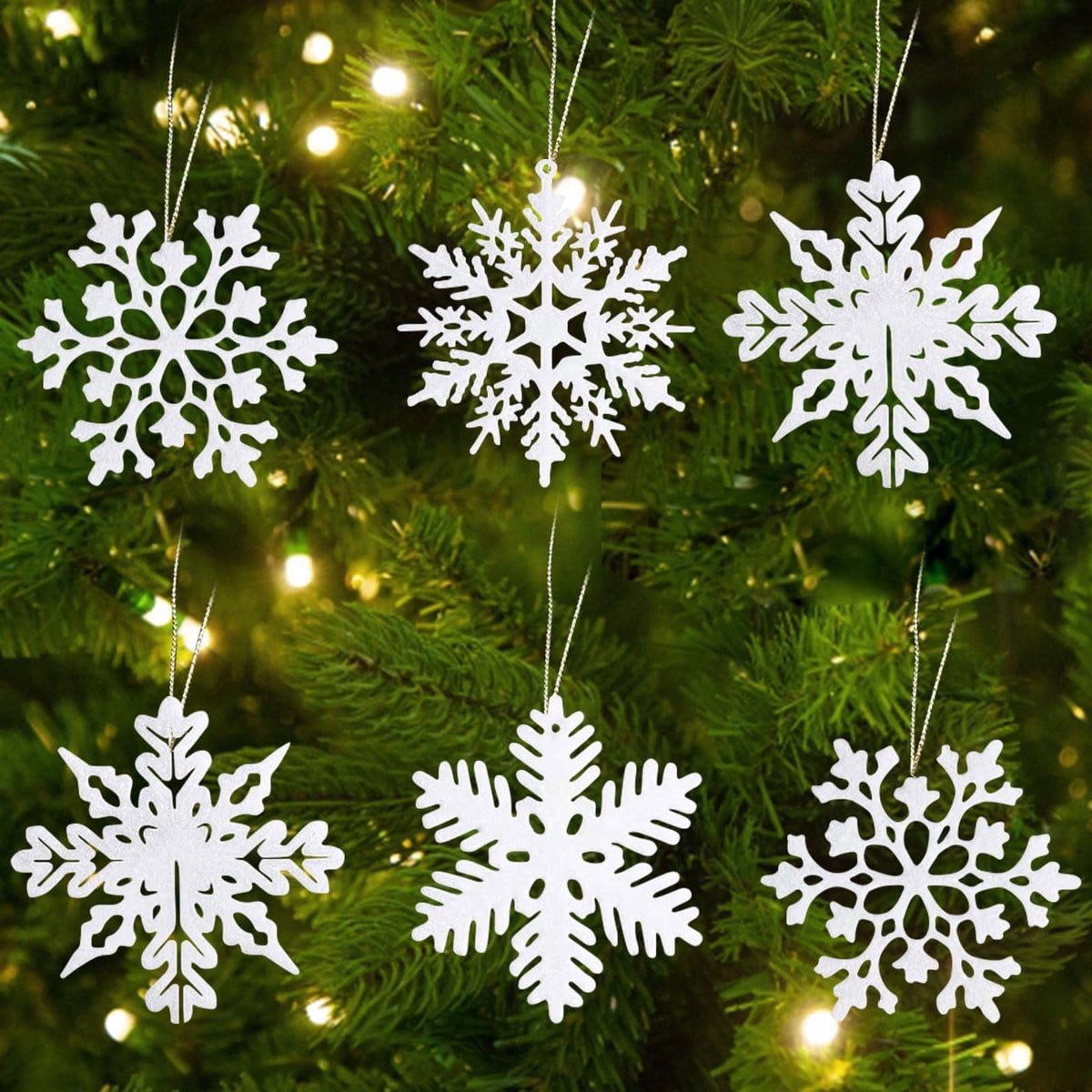 Brenzoos Sneeuwvlokken Decoratieve Hangers - 24 Stuks - Kerstboomversiering van Kunststof