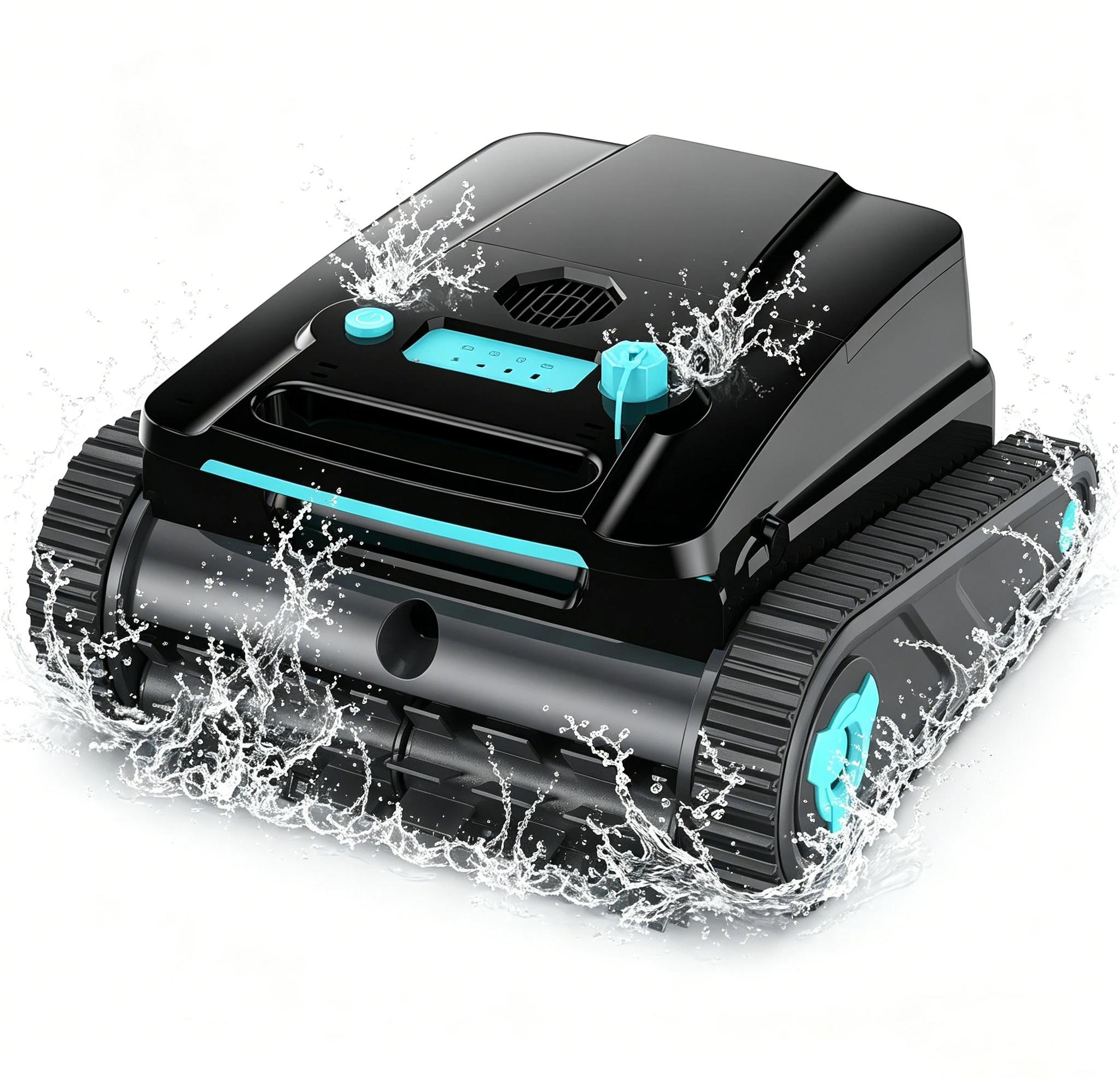 Roboter-Poolstaubsauger H2 - Kabellos - 120 Min. Laufzeit - 200 m² Reinigungsfläche - Beckenboden, Wände und Wasserlinie, 4 Smart-Modi - 4-l-Filterkorb - Schwarz