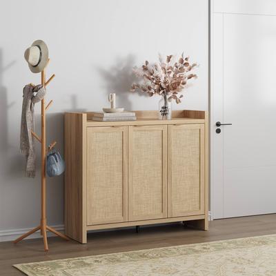 SICOTAS Five - Tier Storage Rustic - Flavored Rattan Shoe Cabinet