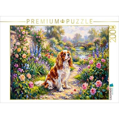 CALVENDO Puzzle King Charles Spaniel Portrait im Garten | 2000 Teile Lege-Größe 90x67cm Foto-Puzzle für glückliche Stunden