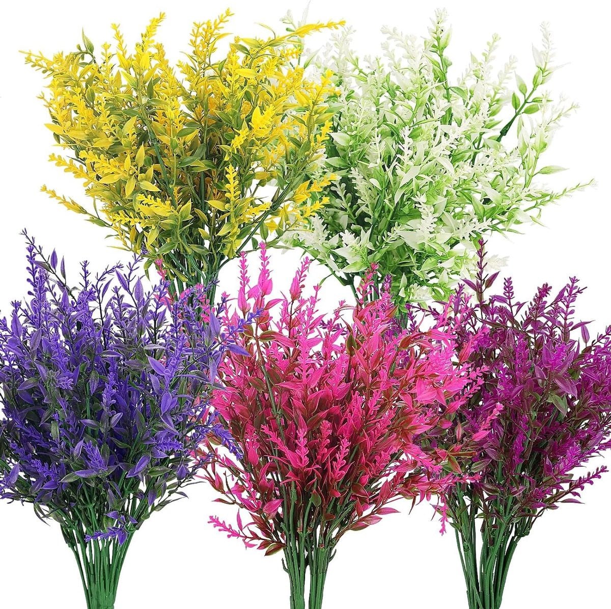 Set van 20 veelkleurige UV-bestendige kunstbloemen bundels voor buiten decoratie