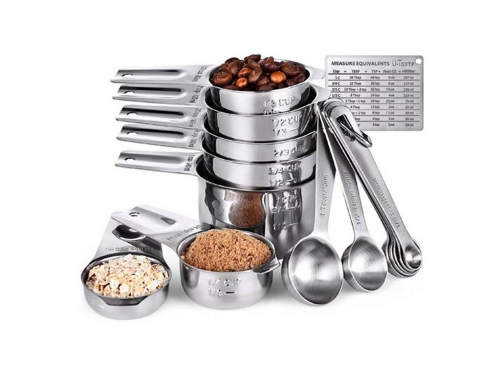 LuxusKollektion Messbecher Messbecher & Löffel Set 15tlg Edelstahl, Metall, (15-St)