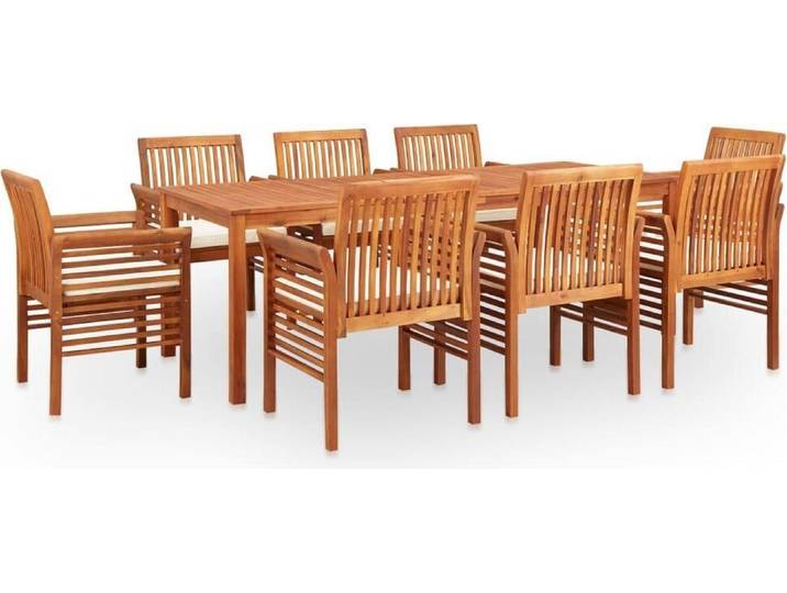 Ensemble de jardin avec coussins en bois massif d'acacia Ensemble de salle à manger