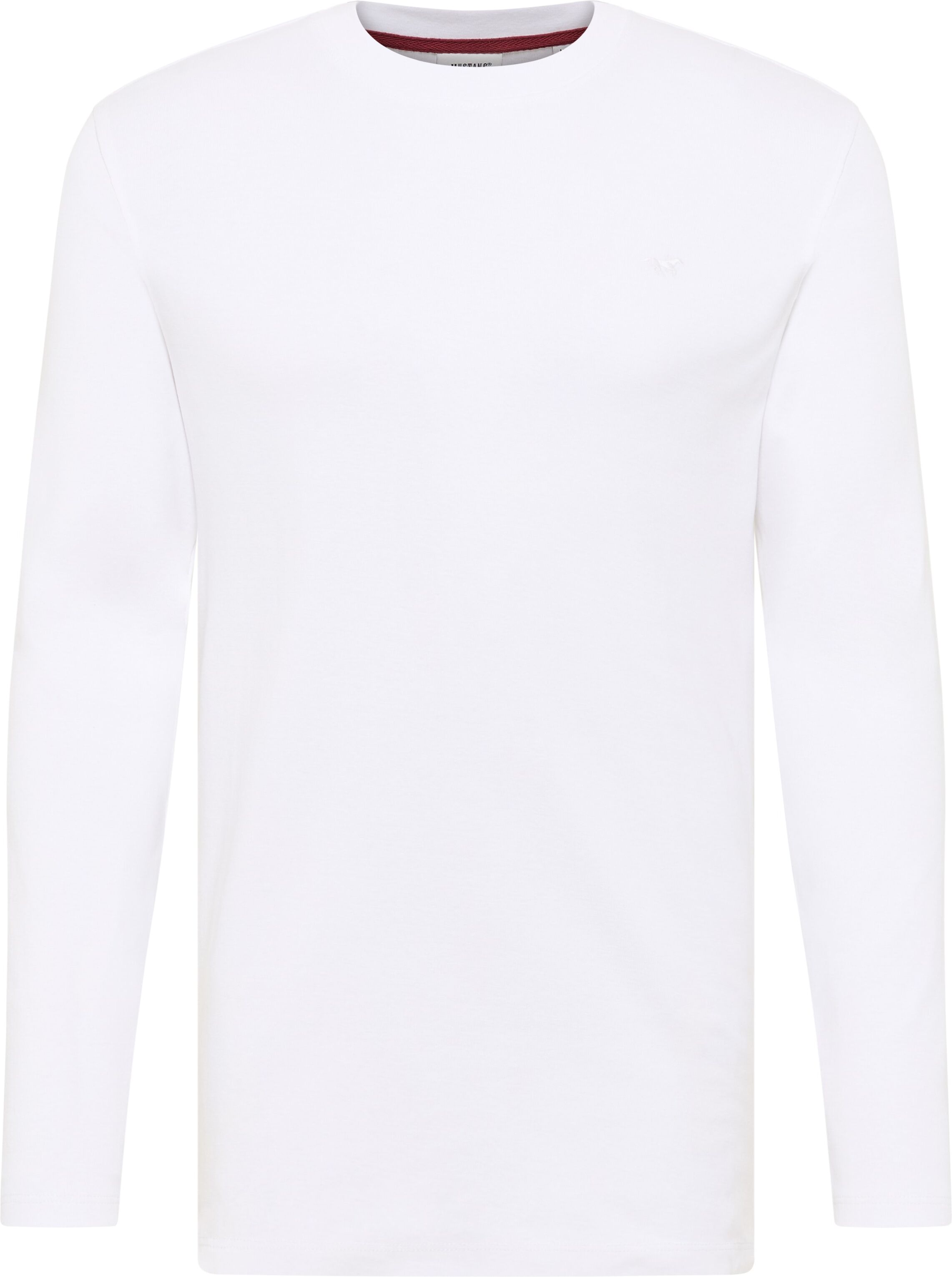 Langarmshirt MUSTANG "Arlington-RH", Herren, Gr. XL, weiss (hellweiß), Jersey, Obermaterial: 100% Baumwolle, unifarben, slim fit normal, Rundhals, Shirts Langarmshirt, Slim fit hellweiß XL