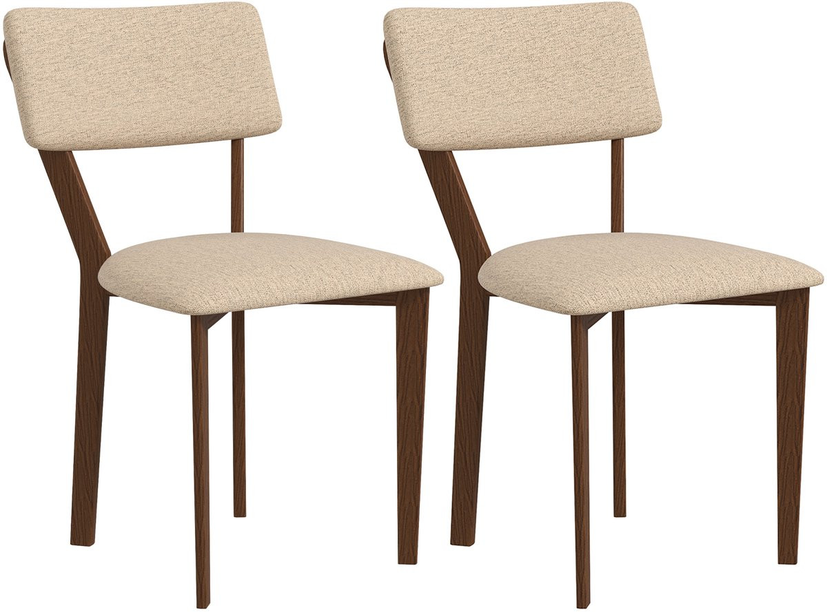 Homcom Eetkamerstoel in beige polyester, B: 49 cm, D: 56 cm, H: 85 cm