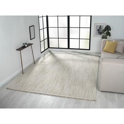 Teppich "Ava", beige (beige, weiß), B:200cm H:7mm L:290cm, Polyester, MYFLAIR MÖBEL & ACCESSOIRES, Teppiche, Teppich, Uni Farben, meliert, Sisal-Optik, auch in rund erhältlich, mit Fransen