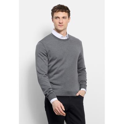 Strickpullover OLYMP "OLYMP Casual Strick, Pullover", Herren, Gr. 4XL, silbergrau, 100% Schurwolle, Pullover Strickpullover