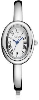 Uplift Essentials Roman Numeral Oval Bracelet Watch Fashionable Luxury Waterproof Quartz Timepiece For Women silver