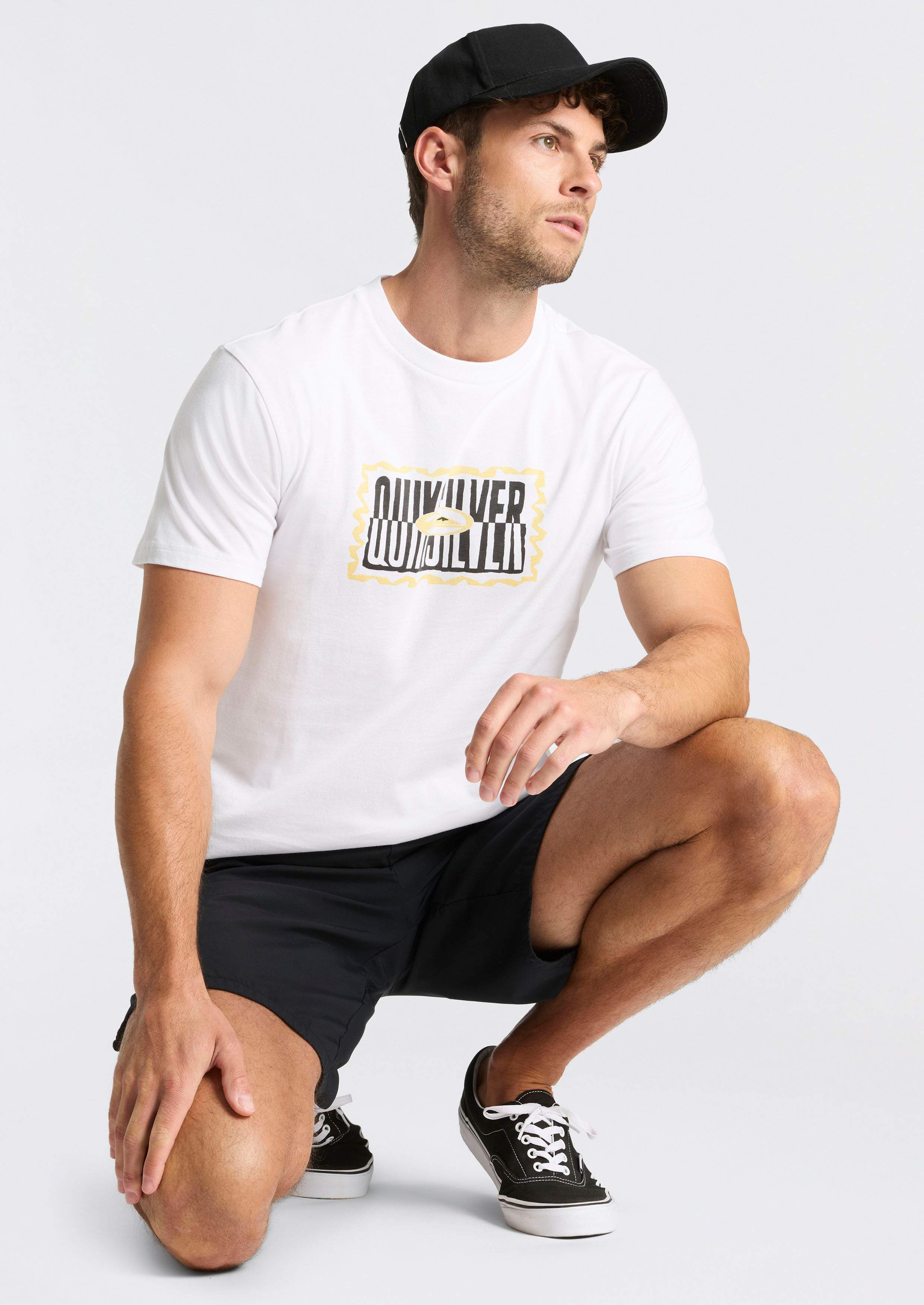 T-Shirt QUIKSILVER "WAYBACK TWISTED TIDES SHORT SLEEVE PACK", Herren, Gr. M, schwarz-weiss (assorted), Jersey, Obermaterial: 100% Baumwolle, Rundhals, Shirts T-Shirt, 2er-Pack, Kurzarm, sportlich, mit Rundhalsausschnitt, aus Baumwolle assorted M