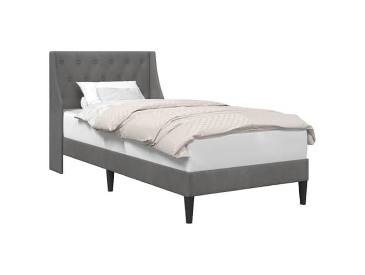 HMDNGOUT Samtbett Dunkelgrau 90x190 cm mit Kopfteil, Bettgestell aus Sperrholz mit Samtbezug und stabilem Lattenrost