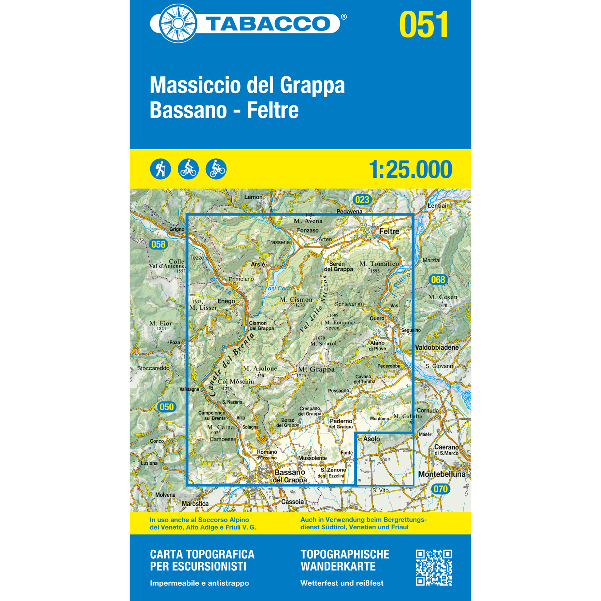 Tabacco Massiccio del Grappa 051 Wanderkarte Topografische Karten Aufl. 2024
