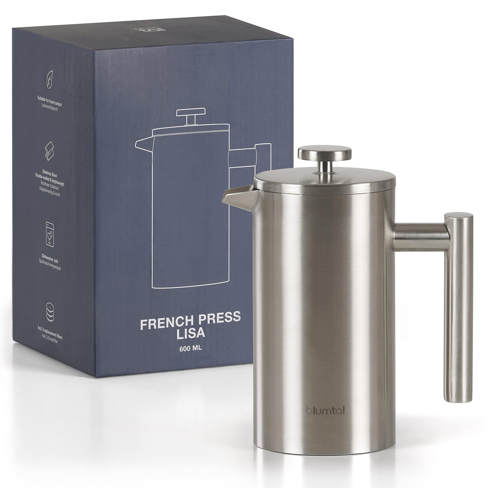Lustrens French Press Caffe 600 ml met stalen filters