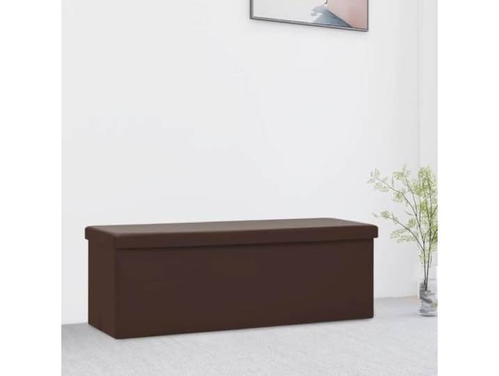 VIHHQGC Faltbare Sitzbank mit Stauraum Braun PVC MDF-Konstruktion, Leinenimitat-Bezug, Schaumstoffpolsterung, 110 kg Tragkraft, platzsparend faltbar