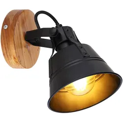 Wandleuchte Wandlampe Flurleuchte Metall Holz schwarz braun Spot verstellbar H 18 cm