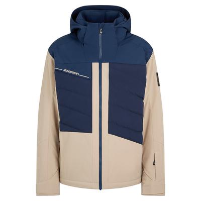 Skijacke ZIENER "TIDAL-Z AQUASHIELD HERREN", Herren, Gr. 46, beige (sandstone.schwarz navy), Obermaterial: 100% Polyester. Futter: 100% Polyester. Futter 2: 100% Polyamid. Wattierung: 100% Polyester, Jacken Skijacke, wasserdicht, winddicht,...