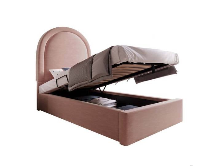 Polsterbett Kinderbett 90x190 cm en velours rose pour garçons et filles sans matelas