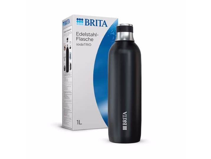 Brita Edelstahlflasche schwarz für sodaTRIO Wassersprudler (1l) – Wassersprudler Zubehör