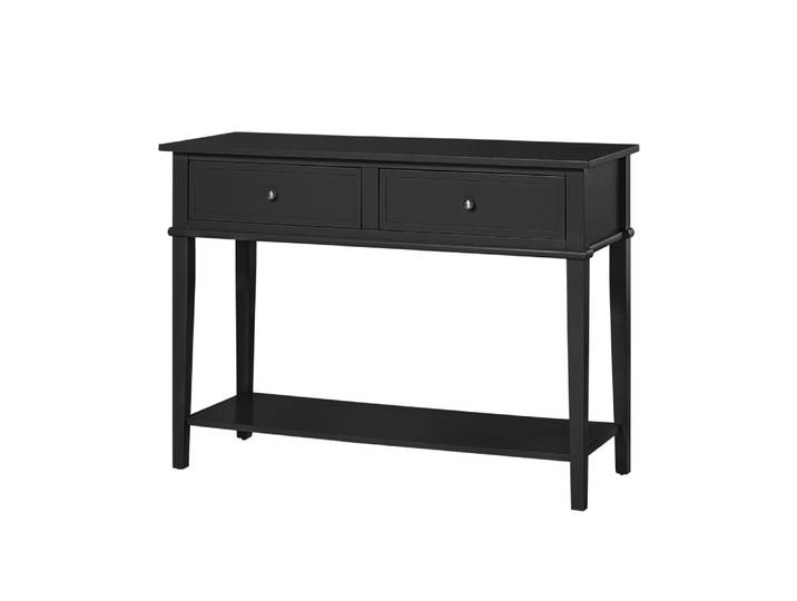 Table console avec 2 tiroirs en mélaminé noir