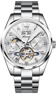 Everyday Crate OLEVS 7028 Automatic Mechanical Watch For Men With Luminous Watch Dial And Leather Strap white