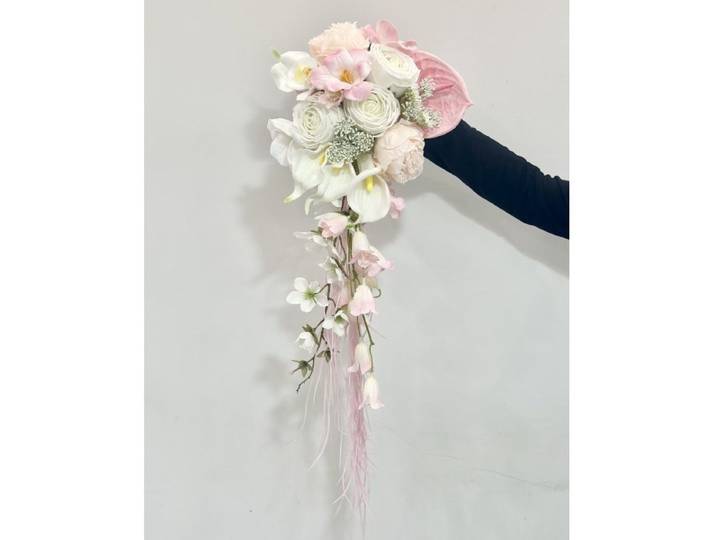 Bouquet de fleurs artificielles rose pour mariage, cascade de fleurs, bouquet de mariée, accessoires photo de mariage