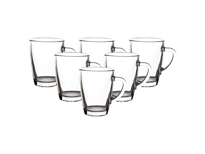 Tasse VAN WELL Kaffeebecher Teebecher Nordic 300 ml 6er Set transparent , bunt (transparent), 6 tlg., Glas, Trinkgefäße, Tasse
