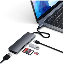 Satechi Al USB-C Multiport Pro Adapter (USB-C, 3 Ports), Dockingstation + USB Hub, Grau