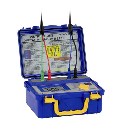 PCE Instruments Ohmmeter PCE-MO 2002 Vier-Leiter-Messsystem|0 ... 200mΩ |5 wählbare Messbereiche |IEC-1010-1 |CAT IV 20V
