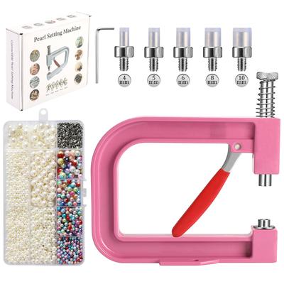 Professional Pearl Setting Machine Kit For DIY Clothing, Hats & Fashion Accessories pink