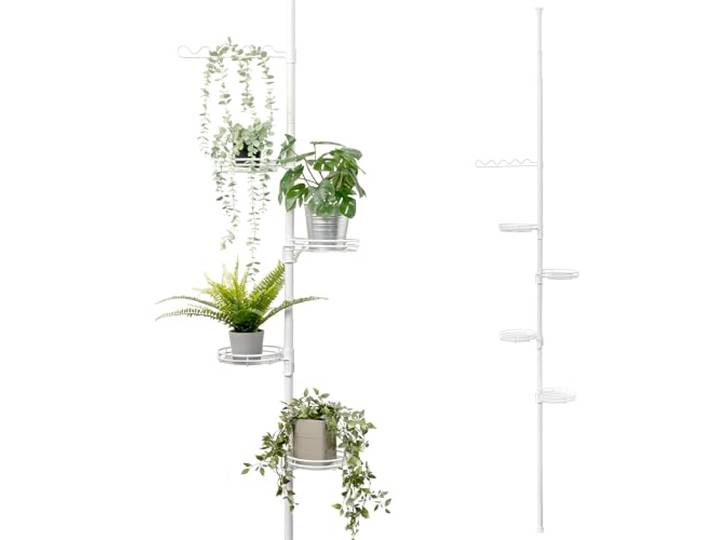 bremermann Étagère à Fleurs télescopique avec 4 Plateaux et tuteur - Colonne à Fleurs avec Hauteur d'installation de 140 à 290 cm (Blanc)