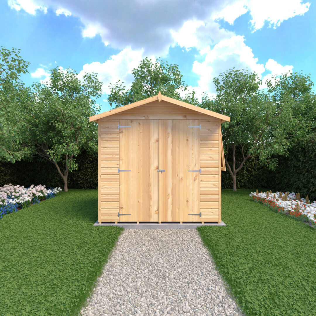 Shire GB Alderney 7 ft. W x 5 ft. D Wood Shiplap Shed Brown 205cm W X 148cm D X 210cm H