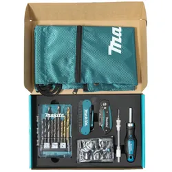 Makita Handwerker 29-teilges Set Bohrer-Set Bit-Set Steckschlüsseleinsätze Schraubendreher Klappmesser - E-30053