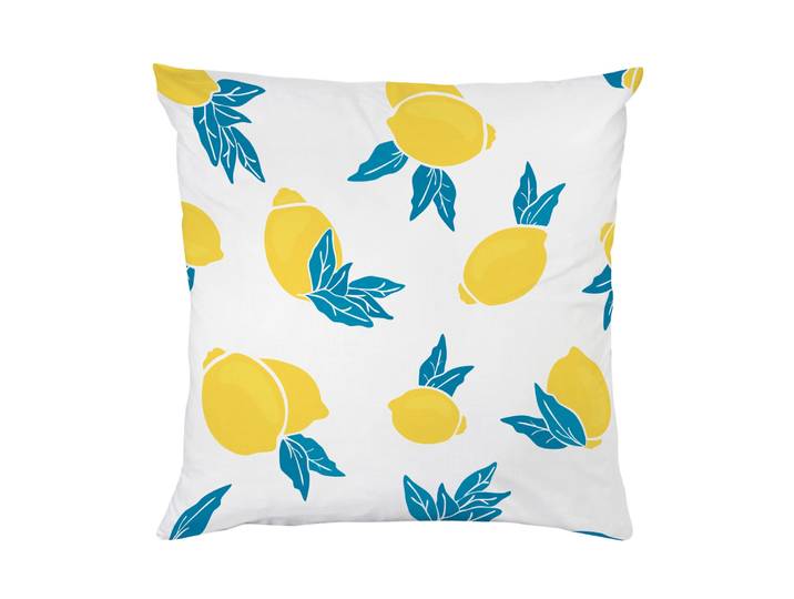 Dekokissen QUEENCE Kleine Zitronen , bunt (bedruckt), B:40cm L:40cm, Polyester, Dekokissen_Sitzkissen_Kissenhüllen, Dekokissen, Beidseitig bedruckte Kissenhülle, Kissen 40x40cm, inkl. Reissverschluss