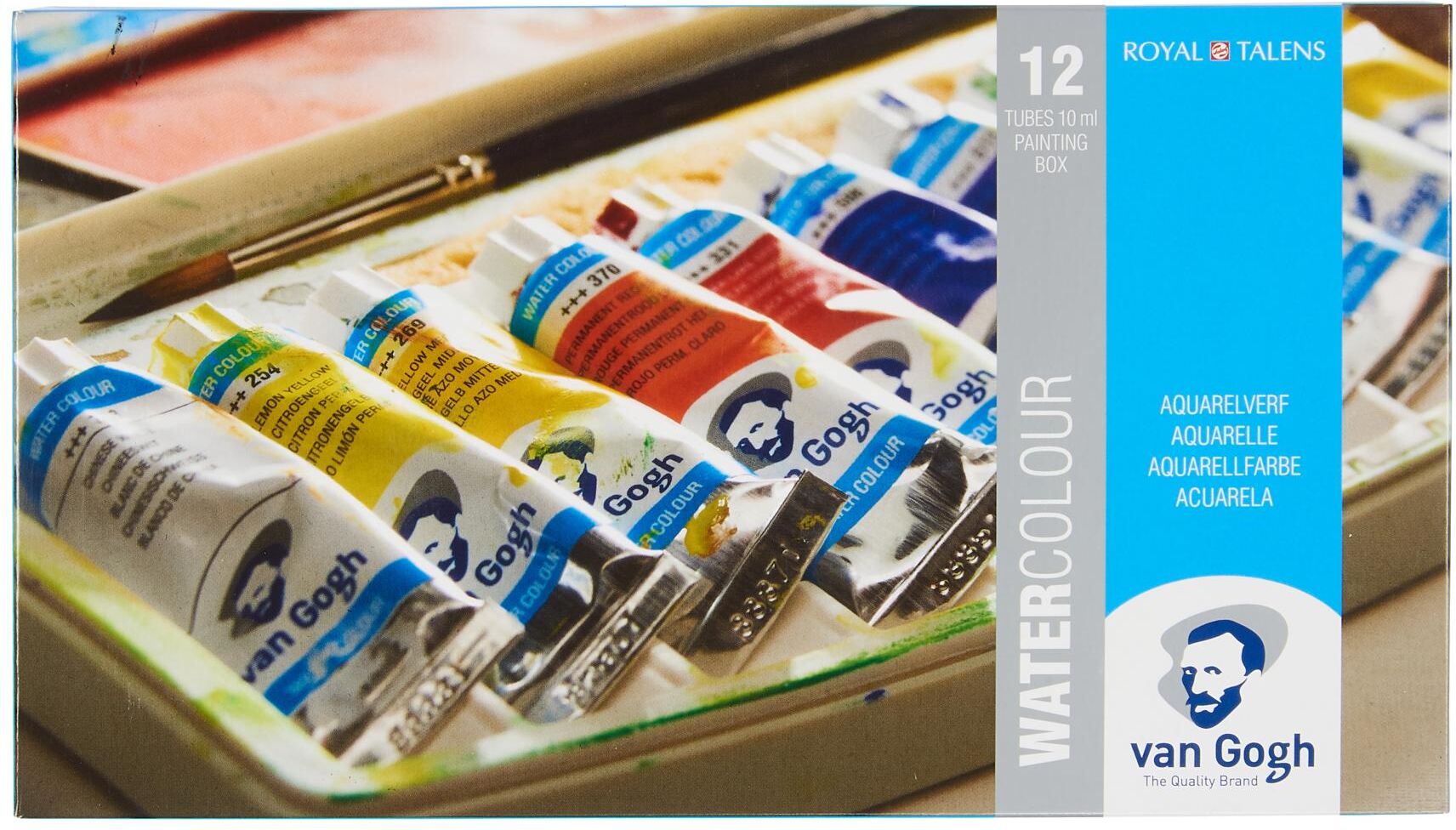 Aquarellfarbe "Van Gogh Malkasten 12er-Set, Mehrfarbig", bunt (mehrfarbig), 10ml, Farben, Aquarellfarbe mehrfarbig 10ml