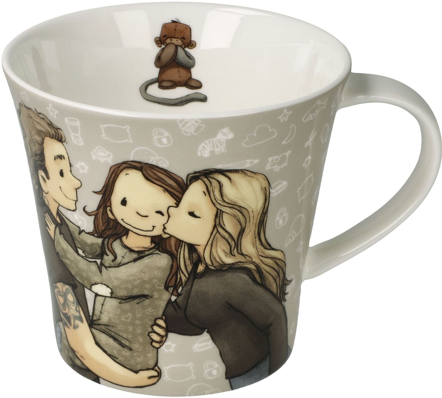 Tasse GOEBEL "Coffee-/Tea Mug Anouk Familie", beige (bunt), B:10cm H:9,5cm, Porzellan, Trinkgefäße, Tasse