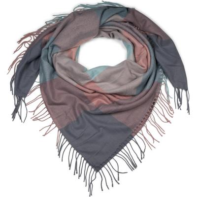 XXL-Schal STYLEBREAKER "XXL Deckenschal mit Karo Muster und Fransen", Damen, rosa (rose, mint, grau), Obermaterial: 100% Viskose CV., Modisch, Modetücher