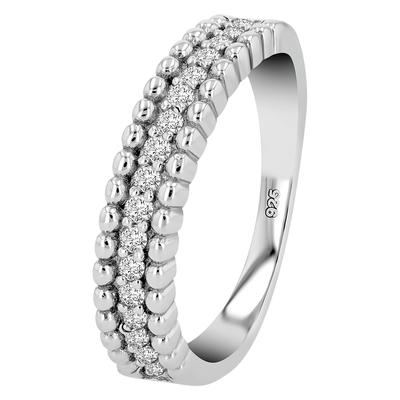 Fingerring AKZENT "Asya" aus 925 Sterlingsilber, rhodiniert, langlebig, Gr. 52-60" Gr. 52, silber (silberfarbig), Fingerringe, Damen, 52, Silber 925 (Sterlingsilber), Fingerring