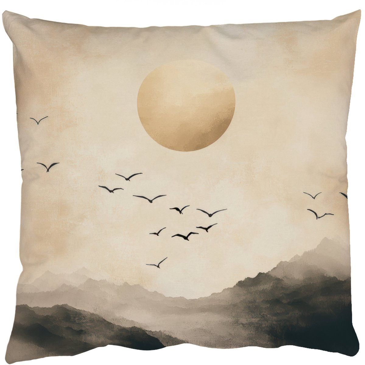 Sierkussen Landschap Vogel Japandi Stijl - 40 x 40 cm